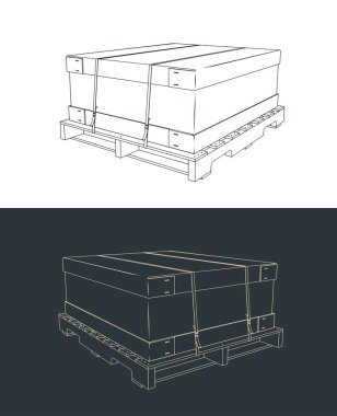 Nakliye kutusu ahşap bir palete sabitlendi.
