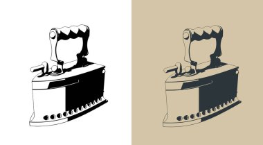 Eski kömür demirinin biçimlendirilmiş vektör çizimleri