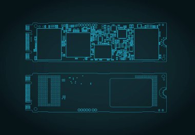 SSD m2 taslakları biçimlendirilmiş vektör illüstrasyonuName