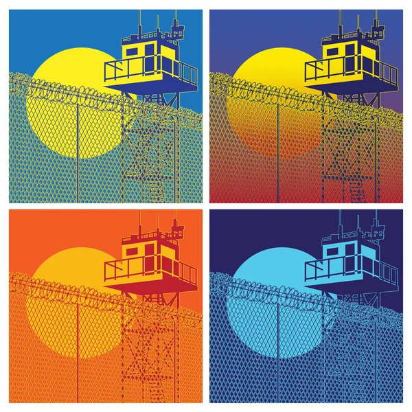 Kleurrijke wachttoren — Stockvector