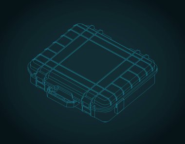 Araçlar için dayanıklı plastik kutu veya diğer ekipman izometrik plan biçimlendirilmiş vektör illüstrasyonu