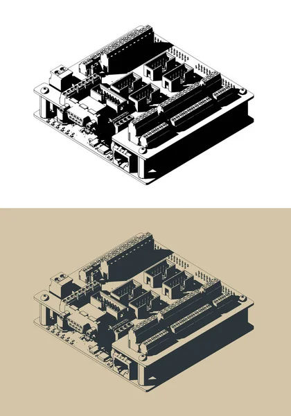 3-5 eksenli değirmen, dönüş, plazma ve oyma makinelerinde kullanılan yüksek performanslı CNC kontrol paneli. Isometric illüstrasyonları
