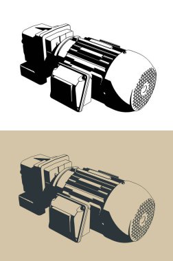 Helikal dişli motor stilize vektör çizimleri