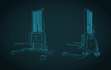 Yarı elektrik istifleyici biçimlendirilmiş vektör illüstrasyonu