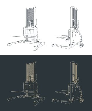 Yarı elektrik istifleyici biçimlendirilmiş vektör çizimleri