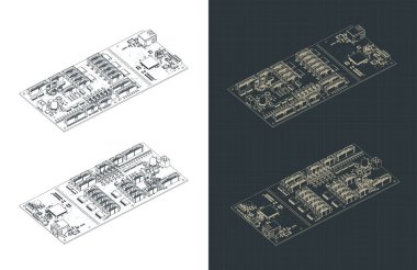 6 eksenli CNC denetleyici çizimleri biçimlendirilmiş vektör çizimleri