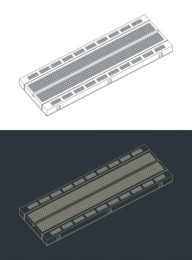 Ekmek tahtası 60 satır izometrik çizimler biçimlendirilmiş vektör çizimleri
