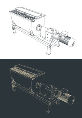 Kuru maddeleri işlemek ve karıştırmak için endüstriyel karıştırıcı biçimlendirilmiş vektör çizimleri