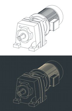 Mobil motor izometrik çizimler biçimlendirilmiş vektör çizimleri