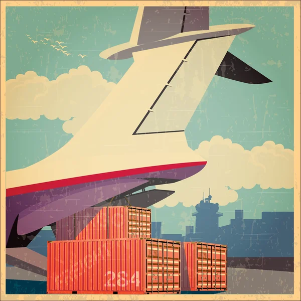 Avion cargo vieille affiche — Image vectorielle