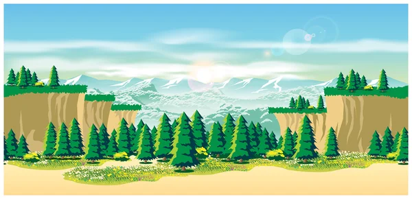 Pintoresco valle y bosque — Vector de stock