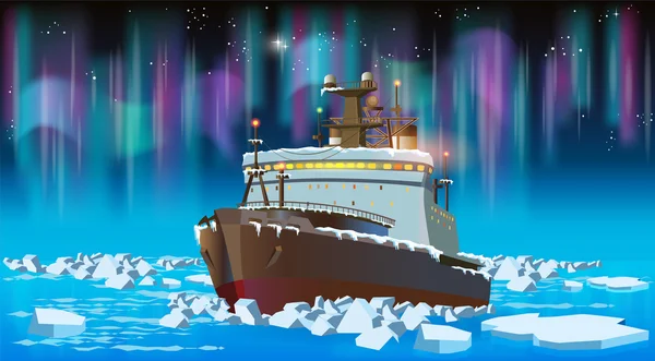 Icebreaker på natten — Stock vektor