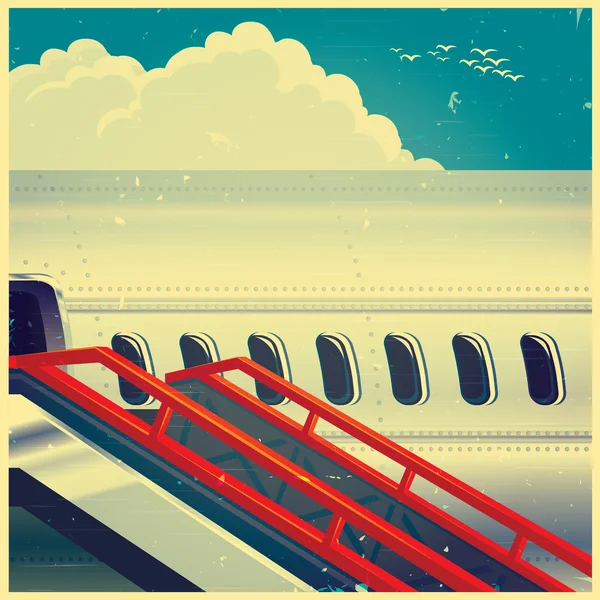 Jet airliner on retro poster — Stock Vector