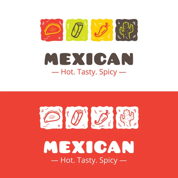 Vector colorful mexican food logo. Mexican restaurant logo. Fast food cafe logo template — Stock Vector