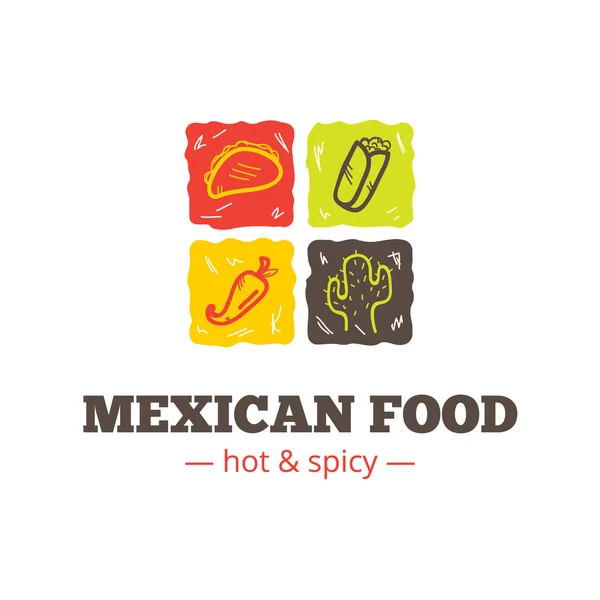 Vector colorful mexican food logo. Mexican restaurant logo. Fast food cafe logo template — Stock Vector