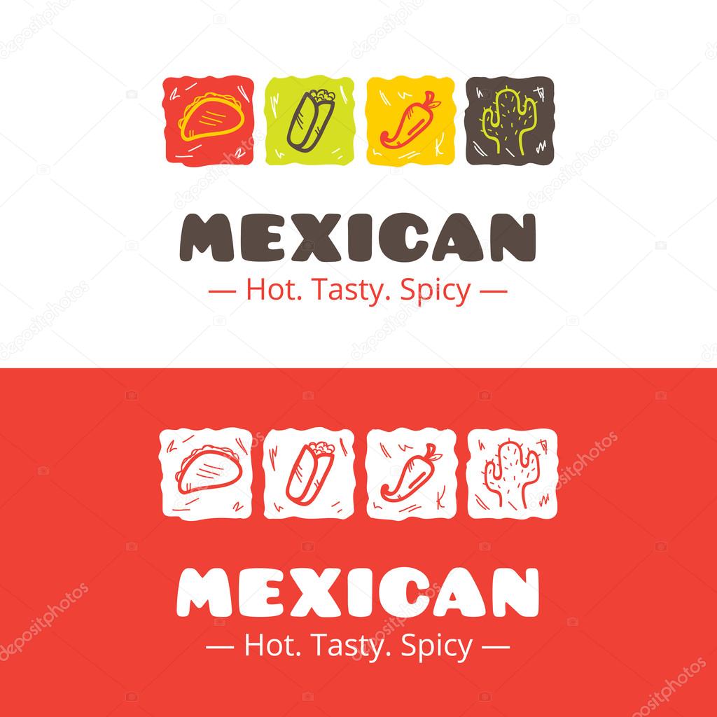 Vector colorful mexican food logo. Mexican restaurant logo. Fast food cafe logo template