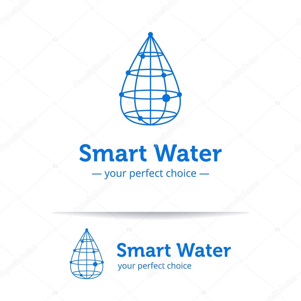 Vector line style clean water drop logo. Wireframe drop logo