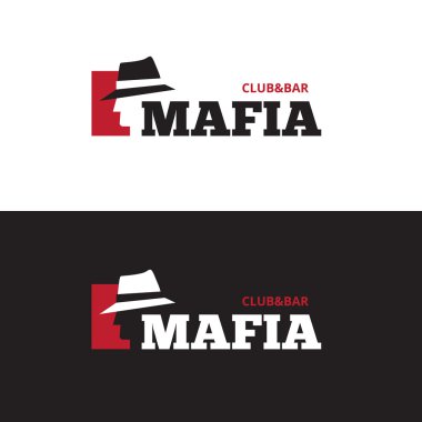 Şapka logo vektör minimalist negatif alan adam. Mafya çubuğu logosu
