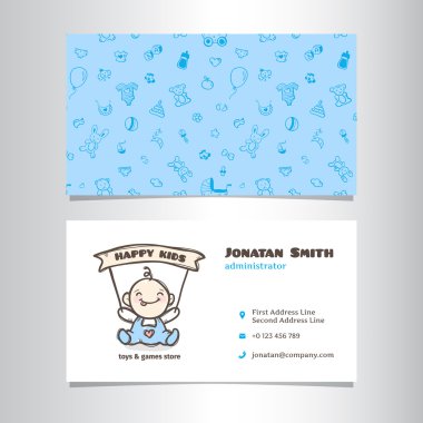 Şirin Bebek Dükkanı logosu ile vektör kartvizit şablonu