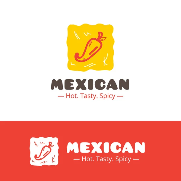 Векторна емблема барвисті Мексиканська їжа. Мексиканський ресторан логотип. Фаст-фуд кафе шаблон логотип — стоковий вектор