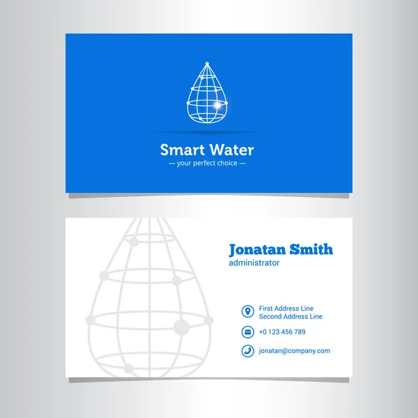 Sjabloon voor Vector visitekaartjes met lijn stijl water drop logo — Stockvector