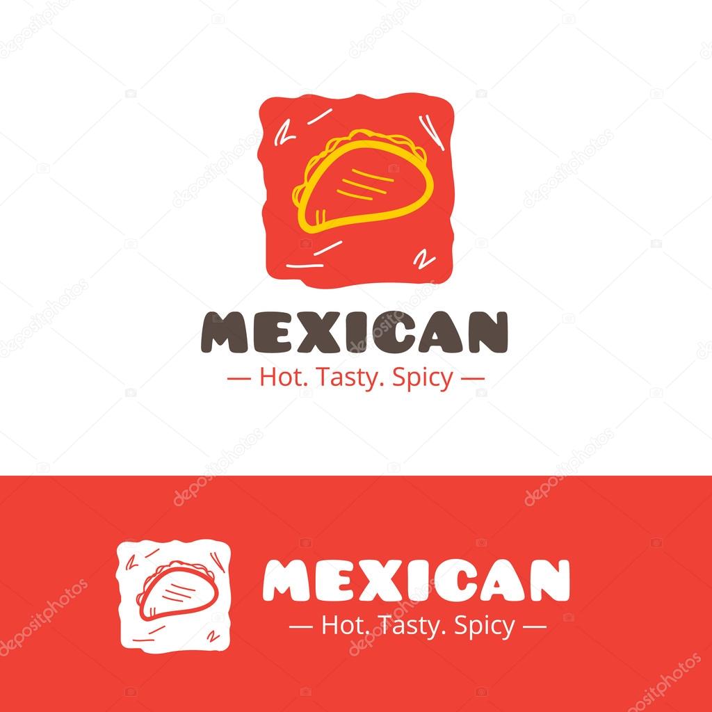 Vector colorful mexican food logo. Mexican restaurant logo. Fast food cafe logo template