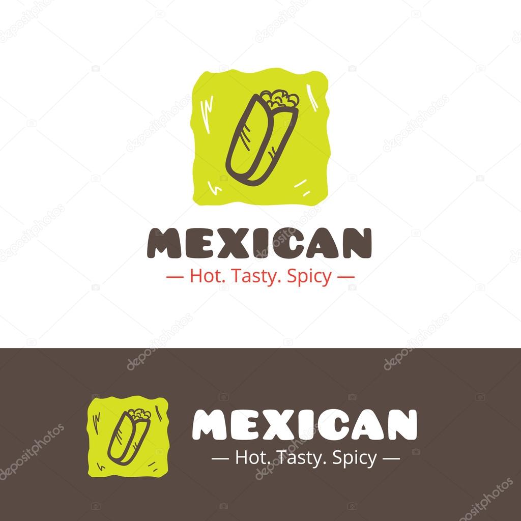 Vector colorful mexican food logo. Mexican restaurant logo. Fast food cafe logo template