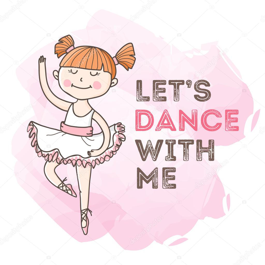 Little Girl Ballerina Quotes Vector Dancing Girl With Motivation