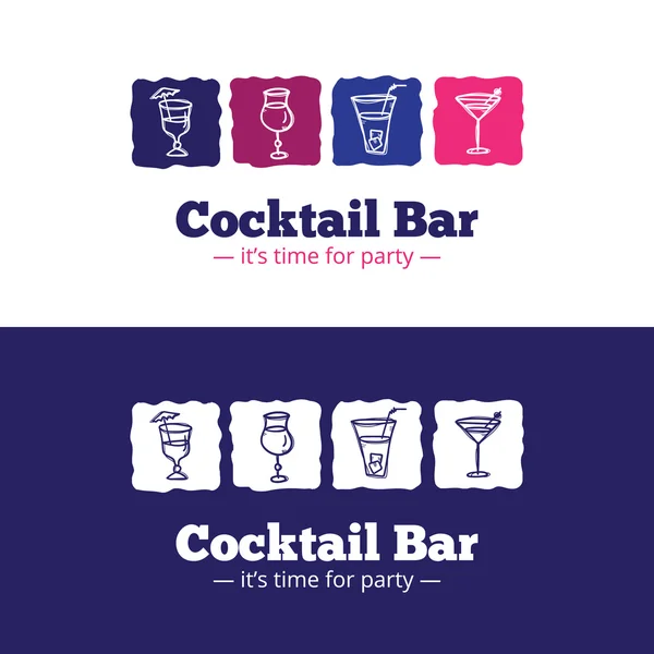 Vector trendy cocktail bar logo in doodle stijl — Stockvector