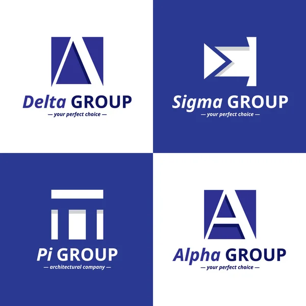 Vector minimalistische negatieve ruimte Griekse letters logo set — Stockvector