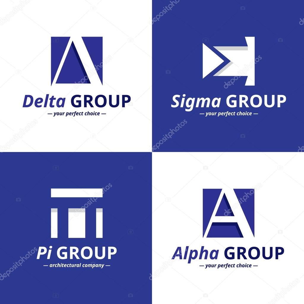 Vector minimalistic negative space greek letters logo collection