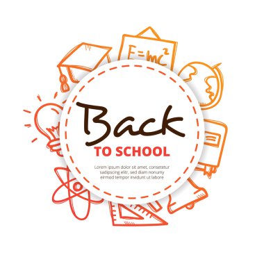 Kompozisyon vektör okul nesneleri simgeler daire.