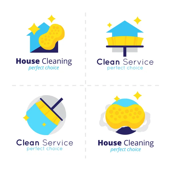 Vector casa limpieza logo colección. Servicio de limpieza conjunto de símbolos . — Vector de stock