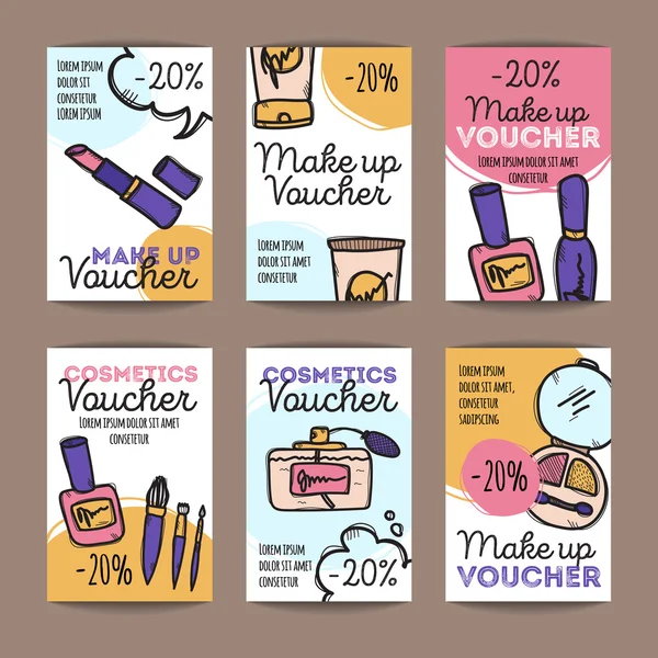 Vektor-Coupons für Make-up-Produkte und Parfüms. — Stockvektor