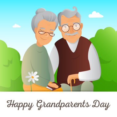 Büyükbaba ve Büyükanneler Günü vektör kavramı. Büyükbaba ve büyükanne ile illüstrasyon.