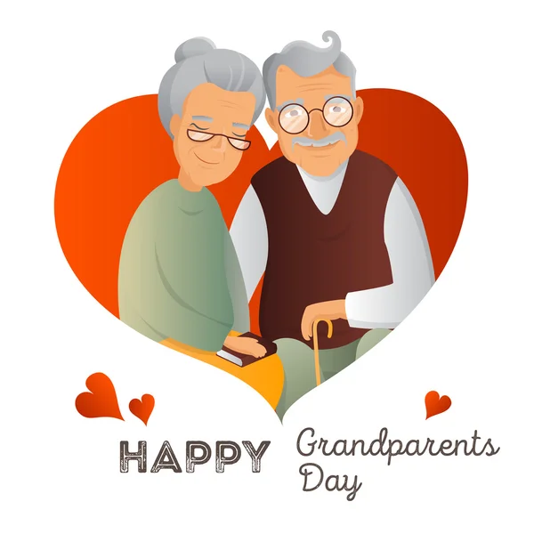 爷爷奶奶一天矢量设计模板。插图与爷爷和奶奶。可爱的老夫妻贺卡. — 图库矢量图片