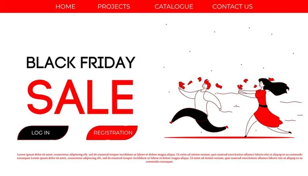 Modern cartoon flat character customer, Black Friday sales concept Векторная Графика