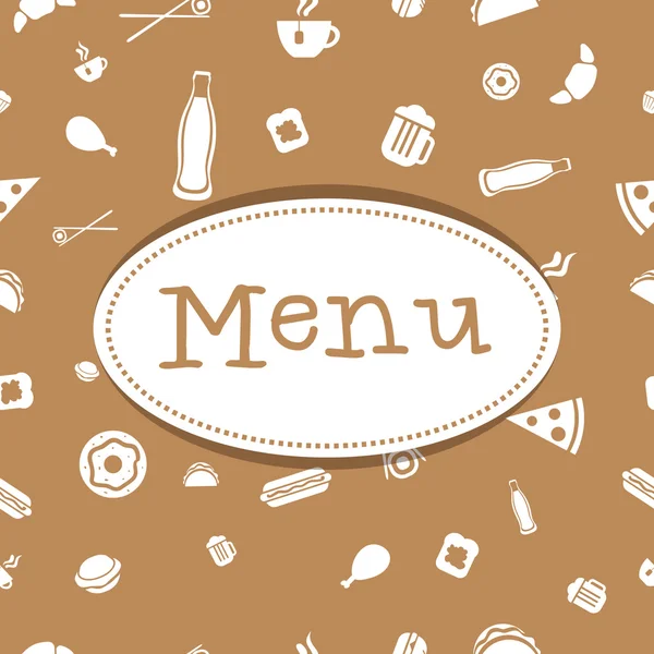 Couverture de menu avec motif sans couture alimentaire — Image vectorielle