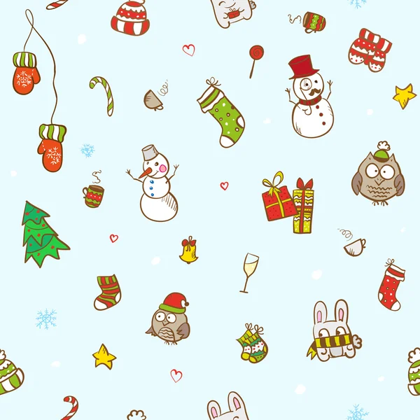 Vector christmas and new year seamless pattern — Stock Vector