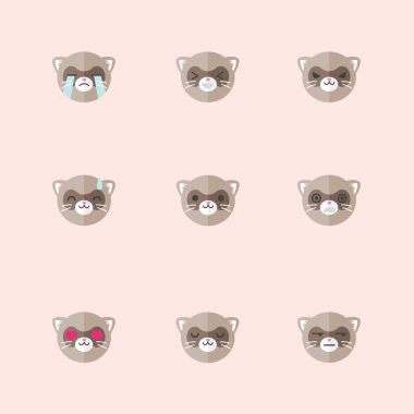 vektör minimalist düz gelincik duygular Icon set