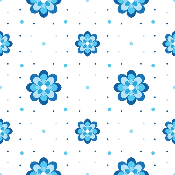Vector floral pattern. Variation on Gzhel theme. Simple blue cornflower seamless. — Stock Vector