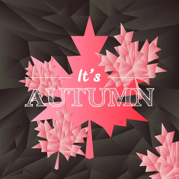 Vector herfst typografie mozaïek poster in zwarte en roze kleuren — Stockvector