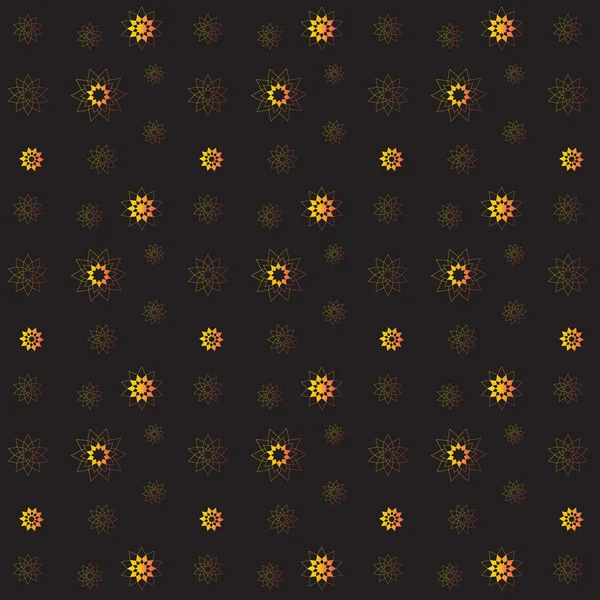 黒の背景に豊かな花シームレス パターン ベクトルの黄金 — ストックベクタ