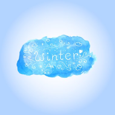 metni vektör suluboya kış poster elle çizilmiş