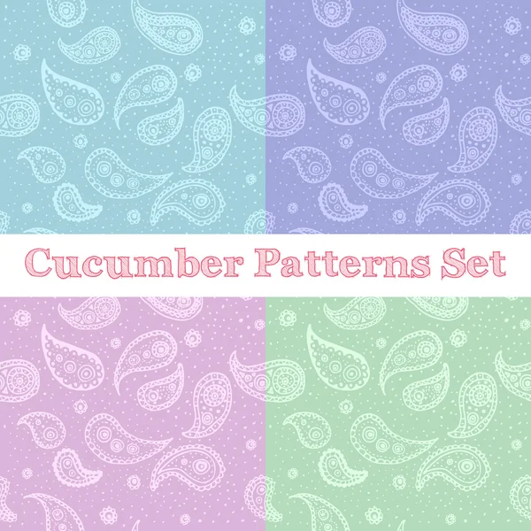Vector paisley seamless patterns set in pastel colors — Stock Vector