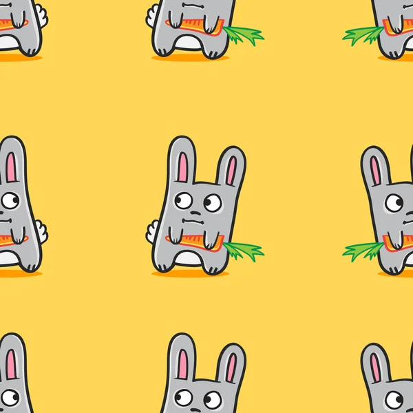 Vector funny cartoon bunnies seamless pattern — Stock Vector