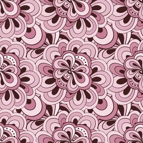 Vector doodle mão desenhada padrão floral sem costura — Vetor de Stock