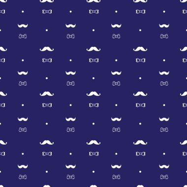 Vektör el çekilmiş seamless modeli doodle tarzı, bıyık ve papyon