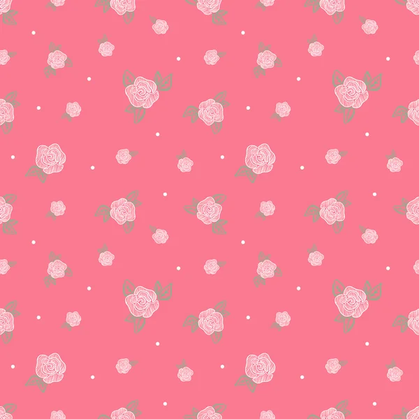 Vector minimalistic vintage retro rose flowers seamless pattern — Stock Vector
