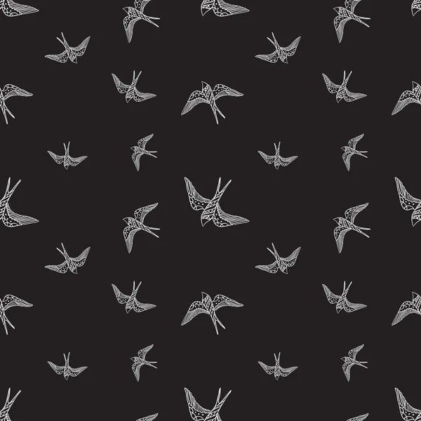 Vector black and white swallow birds seamless pattern — Stock Illustration Vector black and white swallow birds seamless pattern Royalty Free Stock Illustrations